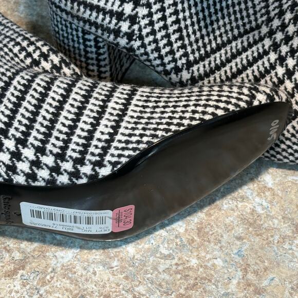 Kate Spade New York Holly Bow Houndstooth Black & White Ankle Boots Size 9.5 - Picture 5 of 13